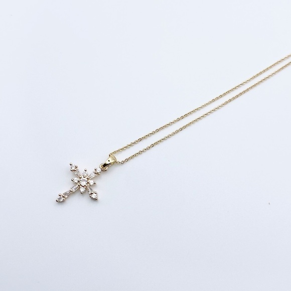 JCD Jewelry - Gold Cross Necklace for woman | Dainty Cross Necklace | CZ Pendant Cross Pendant